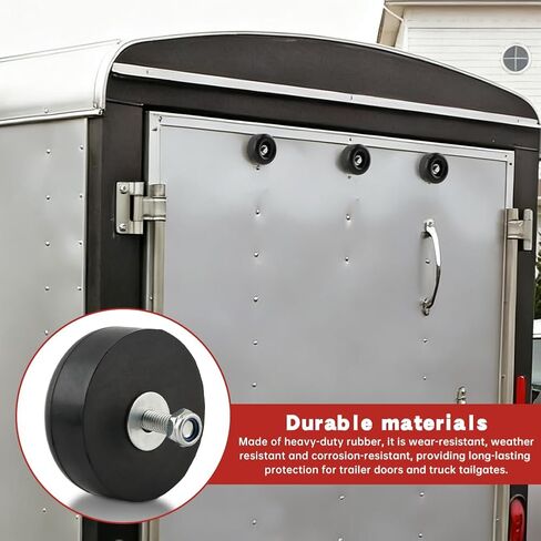 4 pcs Trailer Ramp Door Bumpers, 2.5 Inch Round Rubber Bump Stops for Trailer Door Bumper Air Compressors Pressure Washers with Screw Kits and Reflective Strip Sticker(Color:Black) in Saudi Arabia