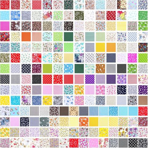200 Pcs 10 x 10 Inch Cotton Fabric Squares for Quilting Sewing Pre Cut Patchwork Fabrics Patchwork-Quilting Fabric Bundles Floral Printed Bundles Quilting for DIY Craft Clothing, Floral in Kuwait