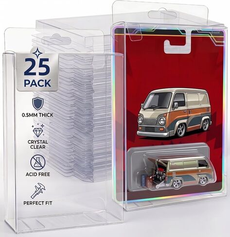 50 Pack Toy Car Protective Cases: 0.5MM Extra Thick Clear PET Plastic for Hot W-Heels 1:64 Scale Premium Carded Cars Series– Compatible with Premium Card Diecast Cars in Saudi Arabia