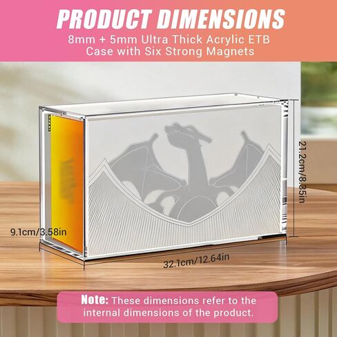 Charizard UPC Display Case, 5+8mm Acrylic Trading Card Storage Case with Magnetic Lid, UV Protection Dustproof Display Box for Ultra Premium Collection,12.64x3.58x8.35in in Saudi Arabia