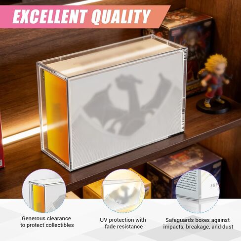 Charizard UPC Display Case, 5+8mm Acrylic Trading Card Storage Case with Magnetic Lid, UV Protection Dustproof Display Box for Ultra Premium Collection,12.64x3.58x8.35in in Saudi Arabia
