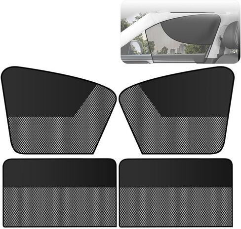 Car Window Shades for Rivian R1S Adventure Package, 4 PCS Magnetic Stretch Side Window Sun Shade Curtains, Glare Shield, Half Breathable Mesh Side Sun Stretch Screens in Kuwait