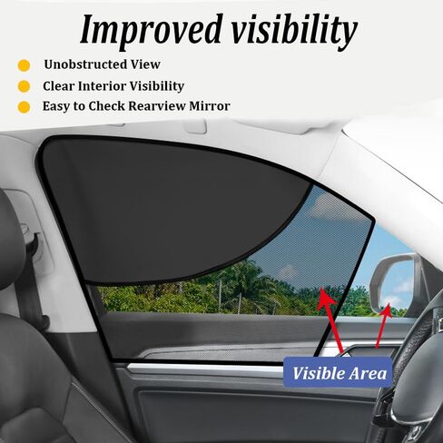 Car Window Shades for Rivian R1S Adventure Package, 4 PCS Magnetic Stretch Side Window Sun Shade Curtains, Glare Shield, Half Breathable Mesh Side Sun Stretch Screens in Kuwait