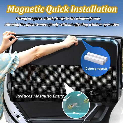 Car Window Shades for Rivian R1S Adventure Package, 4 PCS Magnetic Stretch Side Window Sun Shade Curtains, Glare Shield, Half Breathable Mesh Side Sun Stretch Screens in Kuwait