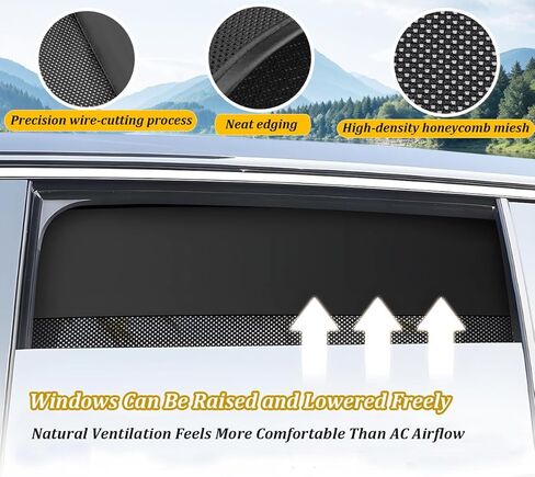 Car Window Shades for Rivian R1S Adventure Package, 4 PCS Magnetic Stretch Side Window Sun Shade Curtains, Glare Shield, Half Breathable Mesh Side Sun Stretch Screens in Kuwait
