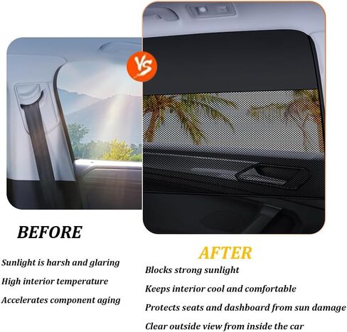 Car Window Shades for Rivian R1S Adventure Package, 4 PCS Magnetic Stretch Side Window Sun Shade Curtains, Glare Shield, Half Breathable Mesh Side Sun Stretch Screens in Kuwait