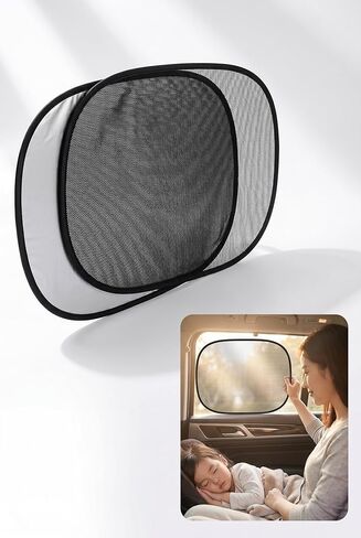 4 PCS Car Window Shade, Static Suction Side Window Sun Shade, Front and Rear Windows Sun Blocker, Universal Car Sunshades Protection for Driver and Passenger (Black) in Kuwait