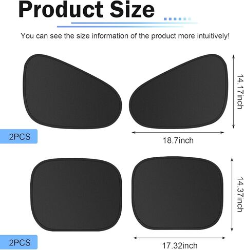 4 PCS Car Window Shade, Static Suction Side Window Sun Shade, Front and Rear Windows Sun Blocker, Universal Car Sunshades Protection for Driver and Passenger (Black) in Kuwait