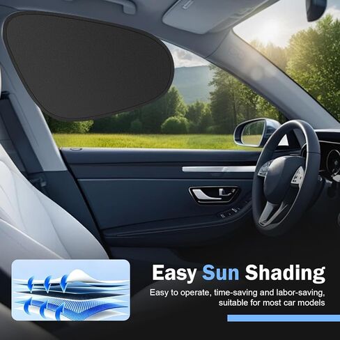 4 PCS Car Window Shade, Static Suction Side Window Sun Shade, Front and Rear Windows Sun Blocker, Universal Car Sunshades Protection for Driver and Passenger (Black) in Kuwait