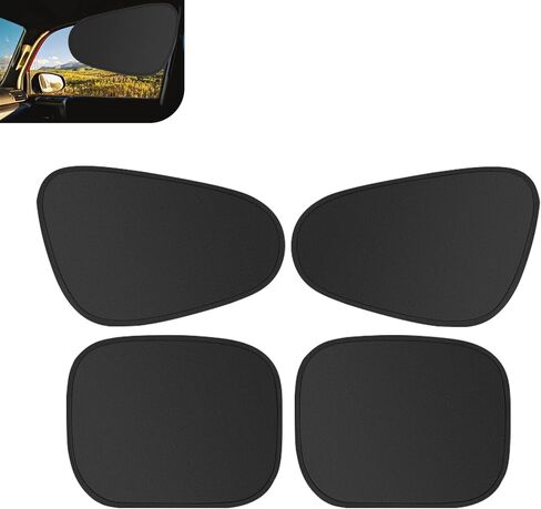 4 PCS Car Window Shade, Static Suction Side Window Sun Shade, Front and Rear Windows Sun Blocker, Universal Car Sunshades Protection for Driver and Passenger (Black) in Kuwait