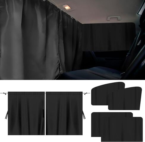 5PCS Car Privacy Curtains, Auto Window Shades Kit with 2 Front&Rear Side Window Shades, 98% Light Blocking Divider Curtain, Privacy Window Cover, Baby Shade for Sleeping, Car Camping Essentials in Saudi Arabia