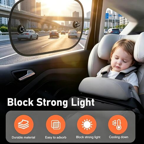 2 Pack Car Sun Shade, 20''x12'' Mesh Window Shade with Suction Cups for Side Windows, Car Window Privacy Shade, Breathable Sun Blocker for Baby Kids Pets for Most Cars SUVs in Saudi Arabia