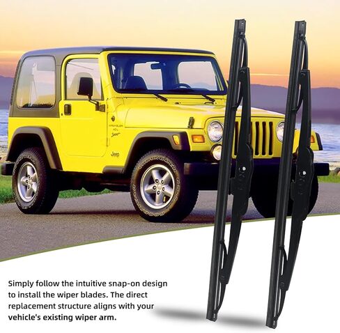 Windshield Wiper Blades for Jeep Wrangler YJ 1987-2006, Front Replacement Wiper Blade Set 2 Pack, Replace 83505425 19712.01, All Weather Automotive Wipers Easy Install Durable Rubber in Saudi Arabia