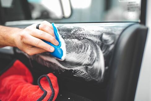 The Rag Company - Leather & Vinyl Interior Scrub Brush, Deep Cleaning Ergonomic Design, Blue in Kuwait