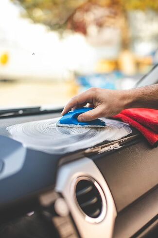 The Rag Company - Leather & Vinyl Interior Scrub Brush, Deep Cleaning Ergonomic Design, Blue in Kuwait