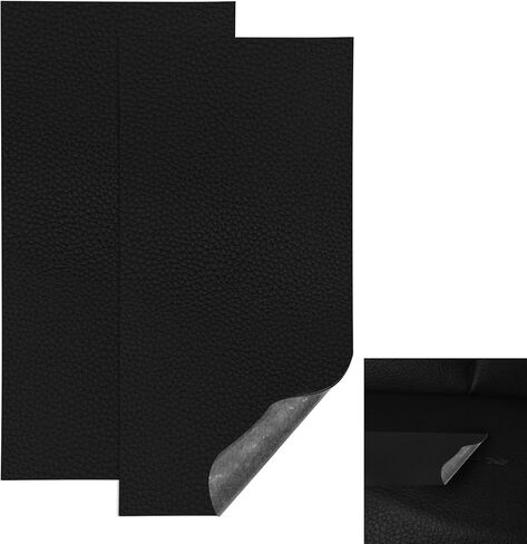 2PCS Vinyl and Leather Repair Kit, Leather Car Seat Repair Kit, 4 x 8 Inch Self Adhesive Waterproof Automotive Seat Patch, Car Fabric Sofa Vinyl Tape for Vehicles, Couches, Furniture (Black) in Saudi Arabia