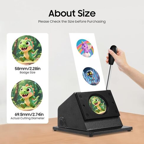 58mm & 70mm Round Button Punch, Graphic Badge Die Cutter, Button Hole Punch for Cards, Badges, Cartoon Buckles, Photo Frames in Saudi Arabia