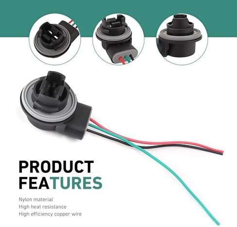 2 PCS Car Brake Light Socket, 3157B Waterproof Turn Signal Socket with Wire Harness Pigtail, Universal for Most Cars, Trucks, SUVs (Multicolored) in Kuwait
