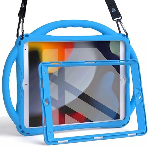 TOPESCT Kids Case for 10.2" iPad 9th/8th/7th Gen - Made of Kid-Friendly Silicone, with Built-in Screen Protector, Shockproof Handle Stand Case for iPad 9/8/7 Gen 10.2 inch (Blue) in Saudi Arabia