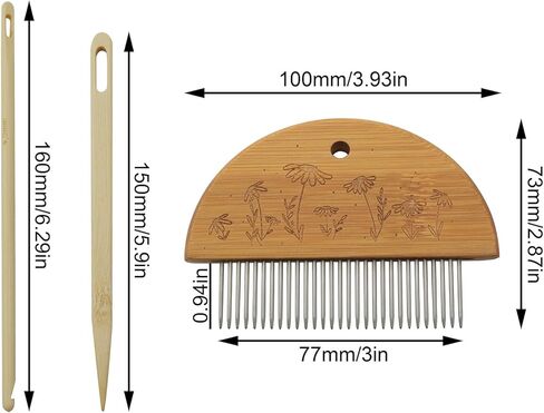 XGNG 3pcs Tapestry Knitting Set Wood Steel Comb Tool Large Eye Needle Afghan Crochet in Kuwait