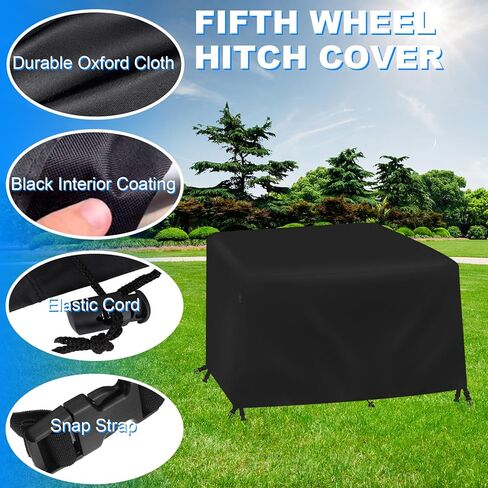 5th Wheel Hitch Cover Compatible with 15K-26K Fifth Wheel Hitch, 600D Oxford Fabric Waterproof & Dustproof Anti-UV, Black in Saudi Arabia