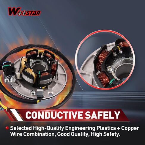 WOOSTAR 6 Coil 5 Wire Ignition Full Wave Stator Magneto with Flywheel Rotor Replacement for YX 140cc 150cc 160cc Dirt Pit Bike Oil Cooled Engine in Kuwait