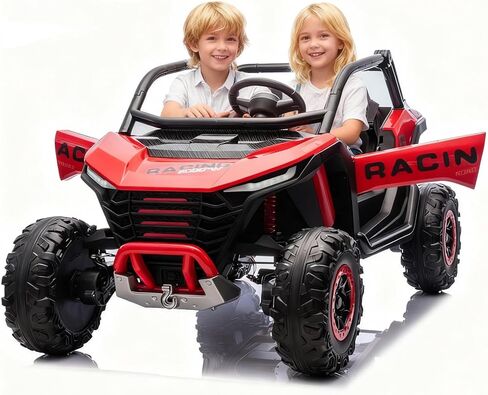 POSTACK XXL 24V Kids Battery Powered Ride on Toys, 2 Seater Ride on Car with Remote Control, 4WD Four Wheeler Electric Car for Kids to Drive w/Bluetooth, LED Lights, EVA Tires, Green in Saudi Arabia