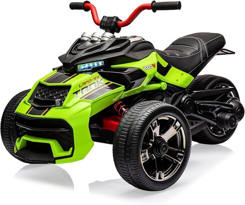 12V Kids Ride On ATV, Motorcycle, 3 Wheeler Electric Vehicle for Kids 3-8 Toddler Battery Powered Toy Car for Boys and Girls, Led Lights, Treaded Tires, Music, Red in Saudi Arabia