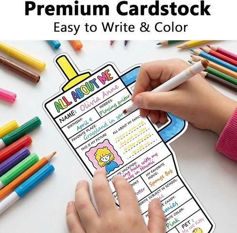All About Me Posters - 36Pcs Water Cup Theme All About Me Star Students Posters Coloring Self-Introduction Poster for Kids Kindergarten Elementary Classroom Decor School Classroom Decor Party Supplies in Saudi Arabia