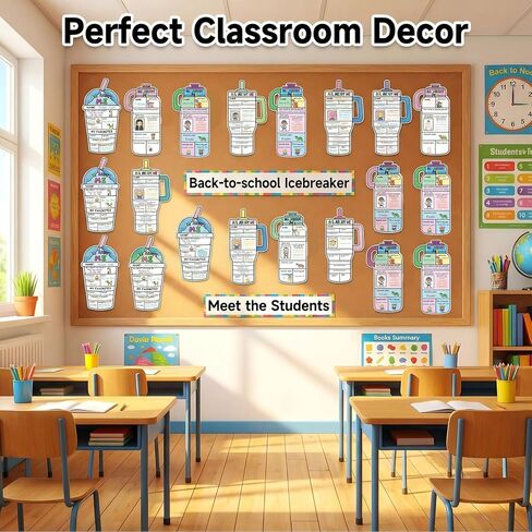 All About Me Posters - 36Pcs Water Cup Theme All About Me Star Students Posters Coloring Self-Introduction Poster for Kids Kindergarten Elementary Classroom Decor School Classroom Decor Party Supplies in Saudi Arabia