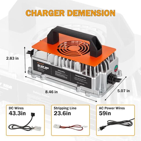 Enjoybot 87.6V 10A LiFePO4 Lithium Battery Charger with 0V Smart Charge Function, Mountable and IP65 Waterproof AC-DC Smart Charger for 72V LiFePO4 Lithium Golf Cart Battery in Saudi Arabia