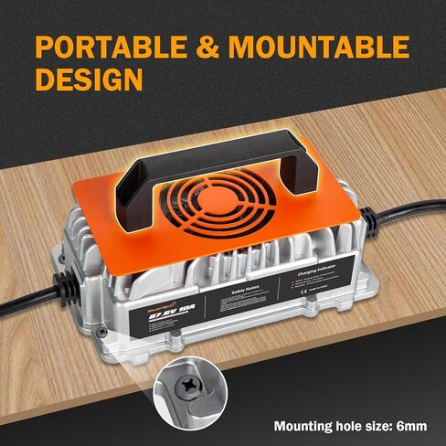 Enjoybot 87.6V 10A LiFePO4 Lithium Battery Charger with 0V Smart Charge Function, Mountable and IP65 Waterproof AC-DC Smart Charger for 72V LiFePO4 Lithium Golf Cart Battery in Saudi Arabia