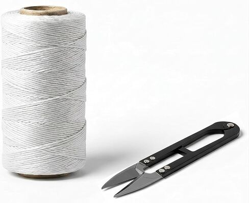 White Waxed Twine 850 Feet with Scissors & Storage Box – Strong Polyester Cord 160 LBS for Crafts, Gardening, Fishing, Camping, DIY & Outdoor Use – 1 Roll in Saudi Arabia