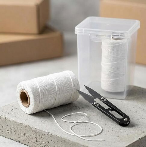 White Waxed Twine 850 Feet with Scissors & Storage Box – Strong Polyester Cord 160 LBS for Crafts, Gardening, Fishing, Camping, DIY & Outdoor Use – 1 Roll in Saudi Arabia