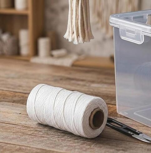 White Waxed Twine 850 Feet with Scissors & Storage Box – Strong Polyester Cord 160 LBS for Crafts, Gardening, Fishing, Camping, DIY & Outdoor Use – 1 Roll in Saudi Arabia