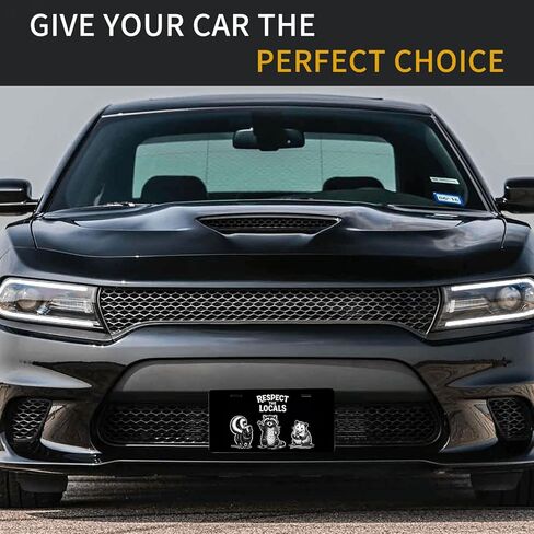 Funny Raccoon Front License Plate for Women Respect Locals Wildlife Humor Car Vanity Plates Decorative Aluminum Metal Cute Novelty License Plate Cover for Men 6x12 Inch (4 Holes) in Saudi Arabia