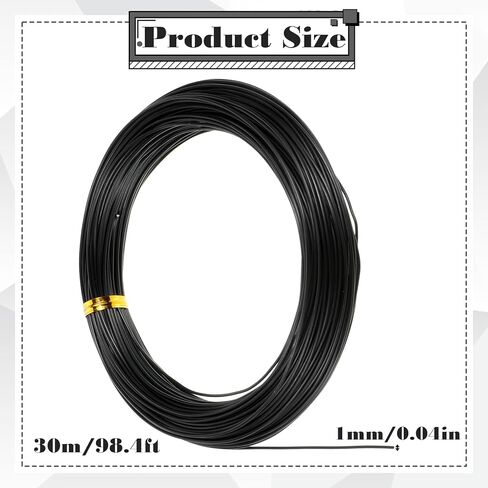 18 Gauge Aluminum Craft Wires,98.4 Feet 1mm Bendable Wire Black Craft Wire for Jewelry Making Crafting and Wreath Making Beading in Kuwait