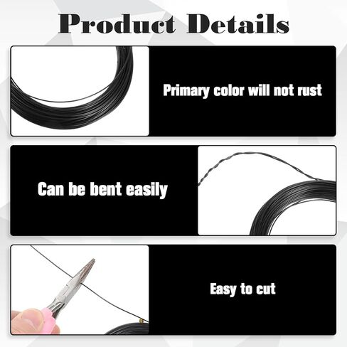 18 Gauge Aluminum Craft Wires,98.4 Feet 1mm Bendable Wire Black Craft Wire for Jewelry Making Crafting and Wreath Making Beading in Kuwait