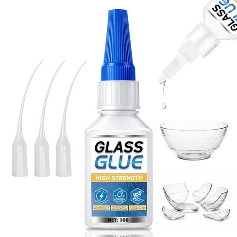 Glass Glue Clear, 30g Super Glue for Glass, Acrylic, Mirror, Jewelry, Crafts & Rhinestones Adhesive, Fast-Curing & Weatherproof in Saudi Arabia