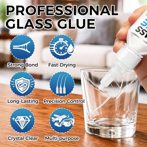 Glass Glue Clear, 30g Super Glue for Glass, Acrylic, Mirror, Jewelry, Crafts & Rhinestones Adhesive, Fast-Curing & Weatherproof in Saudi Arabia