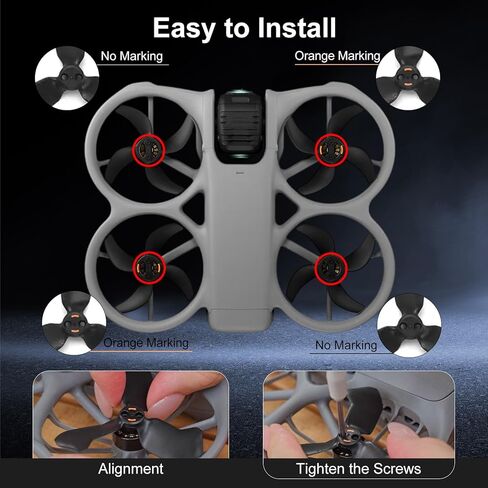 8Pcs Propellers for DJI Avata 360, Drone Replacement Plastic Propeller Blades, Lightweight and Durable Material, Low-Noise Design, Flexible Drone Accessories in Kuwait