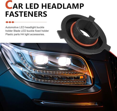 2 PCS Car H4 LED Light Bulb Retainers, Vibration-resistant Snap-on Adapter Base, Nylon Fiber Blade Fixed Socket with Seal Ring, Bulb Conversion Kit for Car SUV Truck (Black) in Saudi Arabia