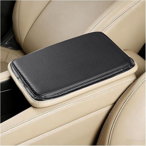 Car Center Console Cover, Soft Carbon Fiber Vehicle Armrest Seat Storage Box Mat Cushion Protector, Automotive Middle Console Arm Rest Pad Decoration, Universal for Vehicles in Kuwait