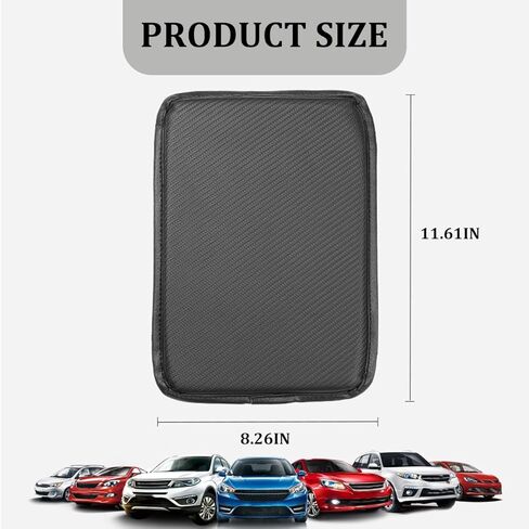 Car Center Console Cover, Soft Carbon Fiber Vehicle Armrest Seat Storage Box Mat Cushion Protector, Automotive Middle Console Arm Rest Pad Decoration, Universal for Vehicles in Kuwait