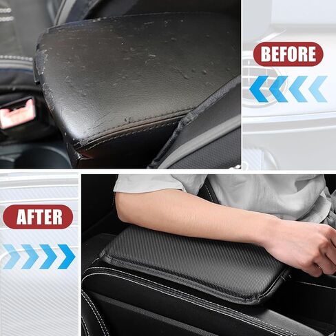 Car Center Console Cover, Soft Carbon Fiber Vehicle Armrest Seat Storage Box Mat Cushion Protector, Automotive Middle Console Arm Rest Pad Decoration, Universal for Vehicles in Kuwait