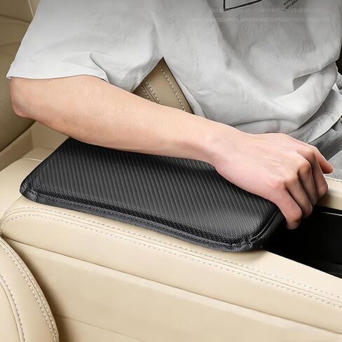 Car Center Console Cover, Soft Carbon Fiber Vehicle Armrest Seat Storage Box Mat Cushion Protector, Automotive Middle Console Arm Rest Pad Decoration, Universal for Vehicles in Kuwait