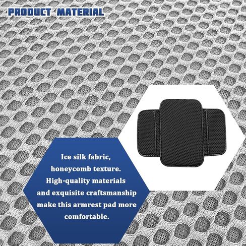 Car Center Console Cover, 3D Honeycomb Ice Silk Arm Rest Seat Box Protection Pad with 2 Storage Pocket, Breathable Automotive Middle Console Cushion Mat, Universal for Vehicles (Black) in Kuwait