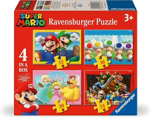 Ravensburger - 2D Puzzle for Children, 4 in Box 12/16/20/24 Pieces Super Mario, 12004107 in Kuwait