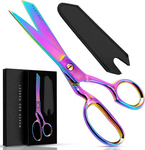 Professional Fabric Scissors - 8 Inch Heavy Duty Sharp Shears - High Carbon Stainless Steel with Pouch for Cutting Fabrics, Leather, Sewing, Tailoring, Dressmaking & Seamstress (Floral) in Saudi Arabia