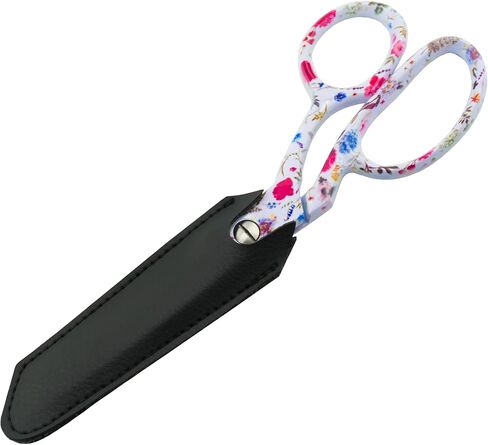 Professional Fabric Scissors - 8 Inch Heavy Duty Sharp Shears - High Carbon Stainless Steel with Pouch for Cutting Fabrics, Leather, Sewing, Tailoring, Dressmaking & Seamstress (Floral) in Saudi Arabia